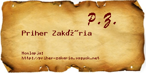Priher Zakária névjegykártya